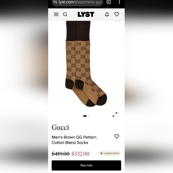 Gucci Brown Dress Socks with Iconic GG Pattern - Picture 3 of 6